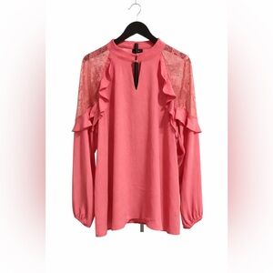 Torrid Coral Lace Ruffle Blouse